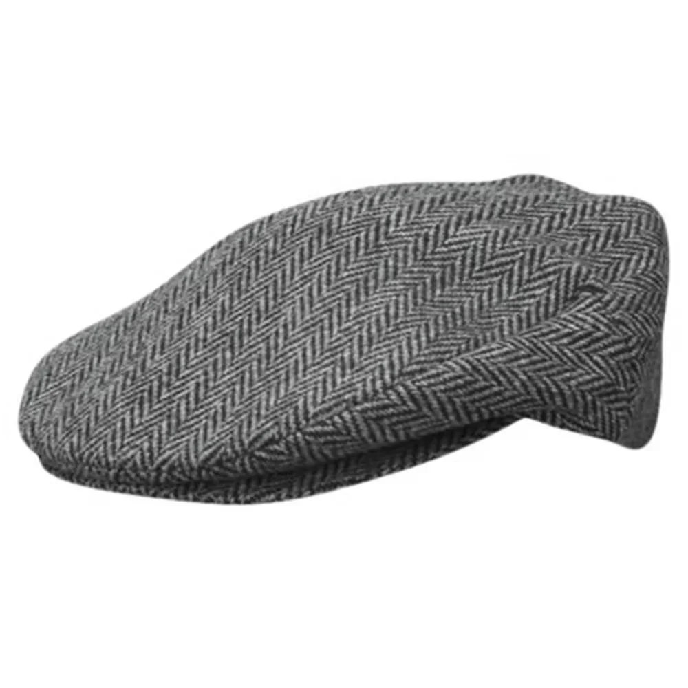 Dorfman Pacific Black & Gray Men's Classic Herringbone Ivy Cap